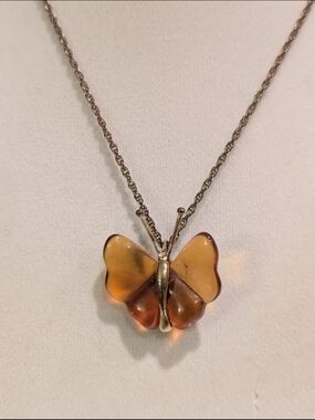 Vintage Avon Brown Butterfly Necklace Pendant